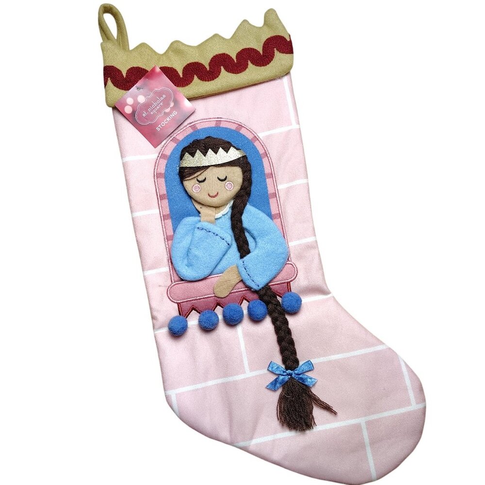 St. Nicholas Square Princess Themed Pink Christmas Stocking With Braid Detail